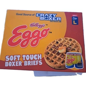 New Men's Kellogg's Eggo Homestyle Waffles Soft Crazy Boxer Briefs Size L 2024 - Picture 1 of 4