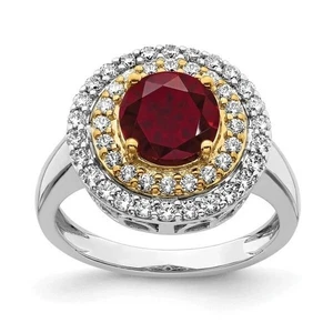 1.18ct Natural Round Diamond 14k Solid White Gold Ruby Anniversary Cocktail Ring - Picture 1 of 6