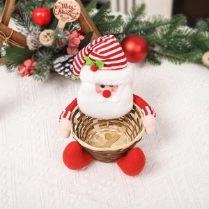 Cartoon Santa Wooden Candy Basket for Children Holiday Candy and Treats - Picture 1 of 10