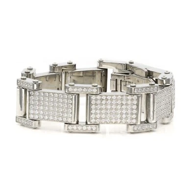 Pulsera Pave CZ Bling Acero Inoxidable ANTIDESLUSTRE para Hombre Foto 1 de 4