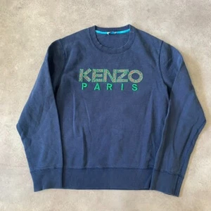 Kenzo Paris Sweatshirt Mens Medium Embroidered Designer Crew Neck Jumper, Navy - Picture 1 of 11