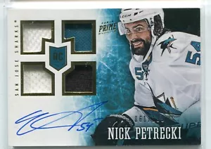 2013-14 Panini Prime Rookies Nick Petrecki QUAD JERSEY RELIC AUTO RC 61/199 - Foto 1 di 1