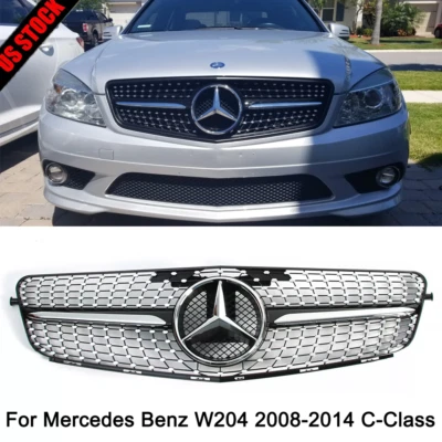 Grill For Mercedes Benz W204 C-Class C350 C300 C200 2008-2014 Grille W/Emblem - Image 1 of 4