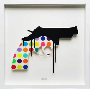 Pistola VeeBee (Caramelo) pintura original sobre vidrio - Imagen 1 de 4