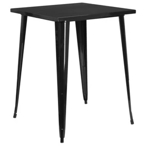 31.5" Square Industrial Style Black Metal Indoor & Outdoor Restaurant Bar Table - Picture 1 of 3