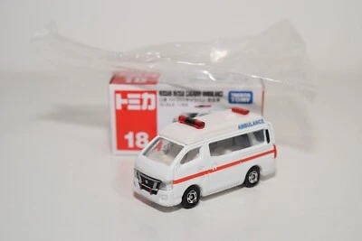 A94 1:69 3 INCH TOMICA 18 NISSAN NV350 CARAVAN VAN AMBULANCE MIB - Immagine 1 di 4