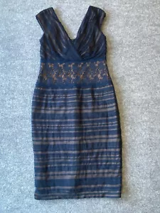 Tadashi Shoji Women's Dress Size 8 Blue Lace Overlay Bodycon Ships Fast - Picture 1 of 15