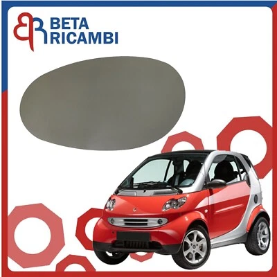 Vetro Specchietto Per Smart 450 1998 Al 2006 Piastra Specchio Sinistro Sx - Immagine 1 di 4