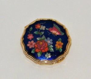 Vintage Cloisonné Powder Compact . Unique & Stunning . Butterfly & Floral Design - Picture 1 of 7