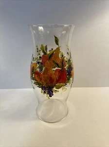 Hand Painted Fruit Glass Hurricane Candle Holder Chimney Globe 11.5" x 4.75" - Picture 1 of 4