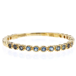 14 Kt Gelbgold dünne Zargenfassung London Blautopas Perlen Band - Bild 1 von 1