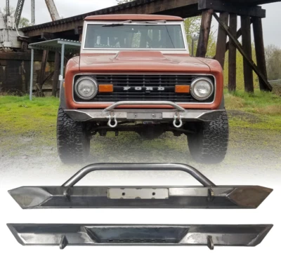 Juego de parachoques delantero y trasero Ford Bronco 1966-1977 con escalón. ACERO CRUDO Foto 1 de 4