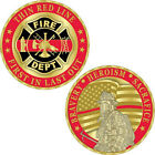 Patriotic Series Fire Department Thin Red Line First in Last Out Challenge Coin