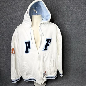 PhatFarm PF 92 Embroidered Full Zip White Hoodie Pockets Size XXL Vintage 90’s - Picture 1 of 9