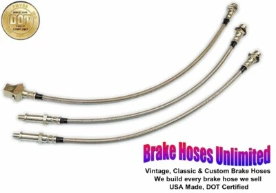 STAINLESS BRAKE HOSE SET Ford Truck F100, 1/2 Ton, 1966 1967 1968 1969 1970 1971 - Image 1 of 2