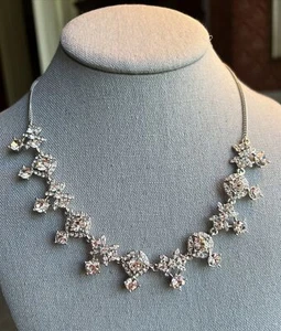 Givenchy Silver Tone Crystal Rhinestone 18" Necklace, Adjustable Length - Picture 1 of 13