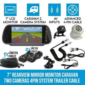 7" Monitor 2 Reversing Backup Camera + Suzy Coil Trailer Cable for Truck Caravan - Picture 1 of 13