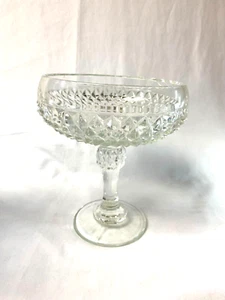 Indiana Glass Company Pedestal Candy Dish Clear Diamond Pattern - Picture 1 of 5