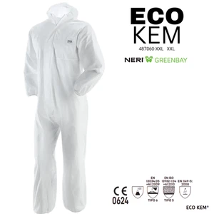 EINWEG GANZANZUG MIT KAPUZE ÖKO KEM SCHWARZ GREENBAY FARBE WEISS XXL - Bild 1 von 2