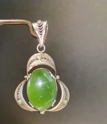 Vintage Anhänger  Sorrento Sterling Jade - filigran - 1960er Jahre - USA - Bild 1 von 4