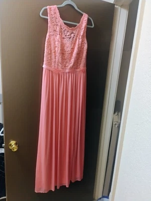 Vestido de cóctel David rosa nupcial dama de honor encaje sin mangas ajuste acampanado talla 10 Foto 1 de 4