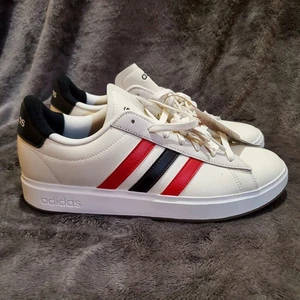 Adidas Grand Court 2.0 Sneaker Off White/Better Scarlet/Black Men's Size 10 - Picture 1 of 11