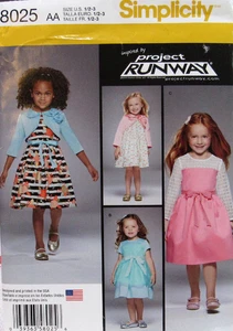 Simplicity 8025 Toddler Little Girls 1/2-3 Project Runway DRESS Bolero Pattern - Picture 1 of 2