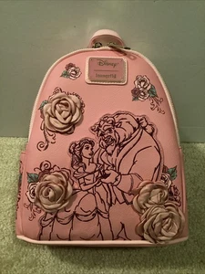 MINI MOCHILA LOUNGEFLY DISNEY B & B DANCING 3D ROSAS ~ CON ETIQUETAS ~ TOTALMENTE NUEVA - Imagen 1 de 8