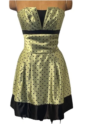 Vintage Jessica McClintock for Gunne Sax Dress Party Green Black Polka Dots 5 - Image 1 of 4