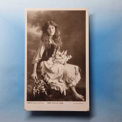 Edwardian Actress Postcard 1906 Real Photo Phyllis Dare Beggar Girl Costume - Image 1 of 2