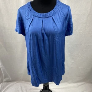 Boden Carey Seidenmischung Top Bluse himmelblau Shirt US Größe 10 plissierter Ausschnitt - Bild 1 von 8