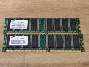 Samsung 512MB Pair SDRAM PC3200 DDR Ram (2x256MB) 184 Pin DIMM M368L3223ETM - Picture 1 of 3