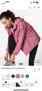 Uniqlo UV Protection Pocketable Parka Water Repellent Size Medium $50 Pink - Picture 1 of 6