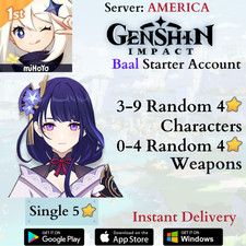 [America/NA] [INSTANT] Genshin Impact Raiden Shogun Baal Starter Account