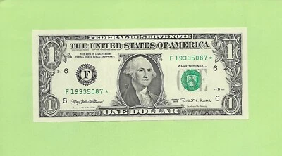 1995* ..UNCIRC  $1  F 1933 5087 * .... 1995 $1  F-*       STAR NOTE        FRN - Image 1 of 2
