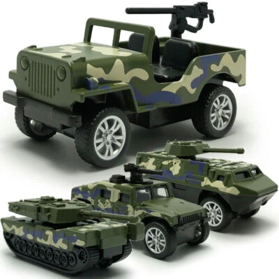 Military Vehicle 4 in 1 Playset Diecast Army Tank Toys Set Gifts for Kids Boys - Image 1 of 4