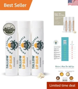 Natural Beeswax and Tallow Lip Moisturizer - Convenient 3-Pack for Hydration - Picture 1 of 11