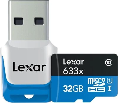 Lexar 32GB High Speed Micro SDHC Card 633x Class 10 UHS-IU1 90MB/s USB3.0 Reader - Image 1 of 3
