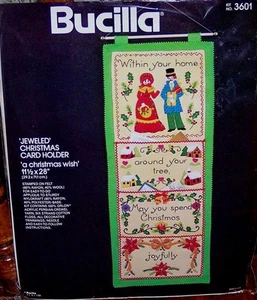Bucilla~A CHRISTMAS WISH~Greeting Card Holder Felt Vintage Kit 3601 Sterilized - Picture 1 of 4