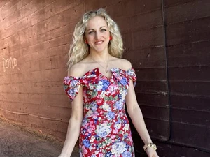 1980s Party Dress-Cotton Chintz-Floral-Jessica McClintock-Red-Mini-Wiggle-Formal - Picture 1 of 24