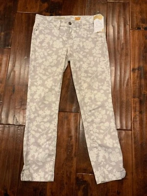 Брюки Pilcro and the Letterpress кремовые с цветочным рисунком и серыми полосками «Stet», размер 25 - Изображение 1 из 4