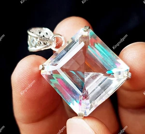 55+ Kt Schöner Mystischer Quarz Quadrat Deutsch Silber Solitär Lose Edelstein - Bild 1 von 5