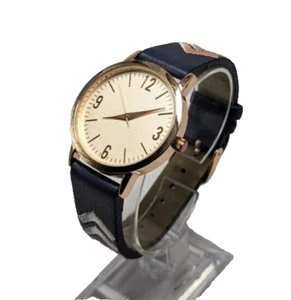 Embroidery Navy Stripes Women's Watch Gold Tone WAC5415KL from Accutime NEW BATT - Picture 1 of 8