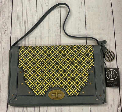 Hayden Harnett Smoke Gray Yellow Flap Shoulder Bag Purse Clutch NWT - Image 1 of 4