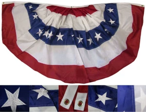 2x4 Fuß USA Plissee Fächer Wimpel Flagge bestickt Sterne genäht Streifen Messing Öse - Bild 1 von 10