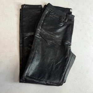 Damen Rebecca Minkoff Kunstleder glänzend schwarz Skinny Hose Größe 10 neu ohne Etikett - Bild 1 von 7