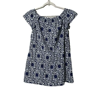 Vineyard Vines schulterfreies Minikleid Damen S blau weiß Kachel Medaillon - Bild 1 von 10