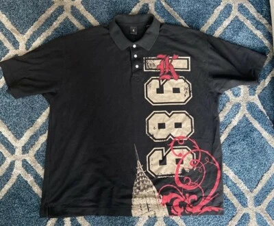 Camisa DE COLECCIÓN HIP HOP Kani Dorada Para Hombres 4X CAMISA POLO NEGRA 1989 XXXXL RARA USADA EN EXCELENTE ESTADO Foto 1 de 4