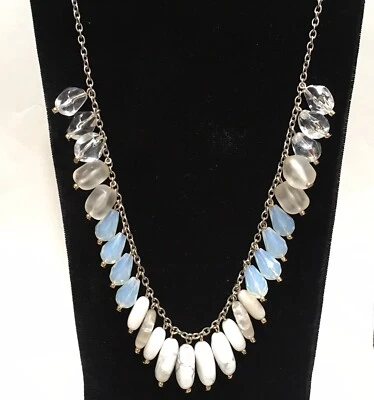 ANN TAYLOR LOFT Collar Cristal Cristal Estrás Racimo Cuelga Cadena Plata Foto 1 de 4