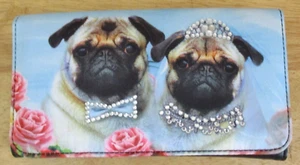 NWT! Vtg Bride and Groom Pug Dogs Wallet, Sequins, Floral, Blossom Collections - Picture 1 of 17